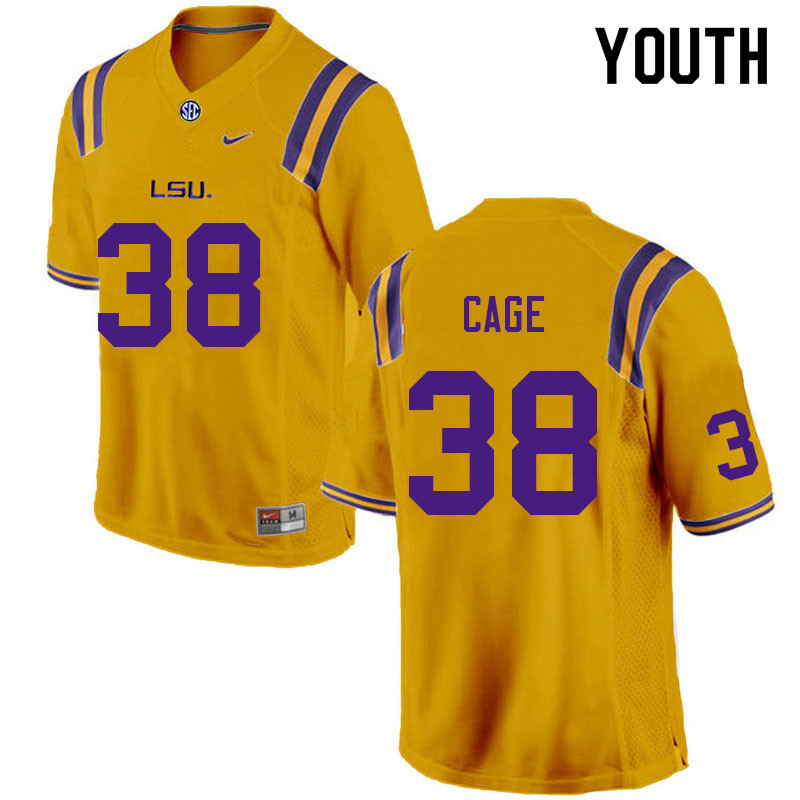 Youth #38 Pig Cage LSU Tigers College Football Jerseys Sale-Gold